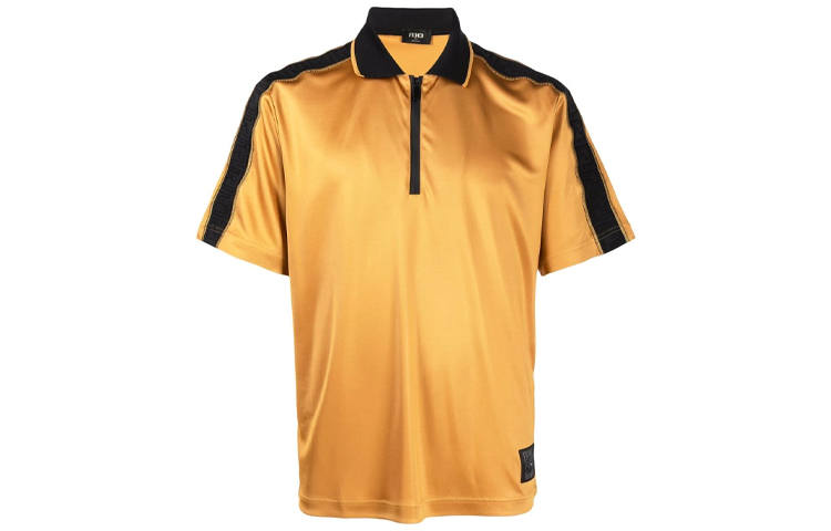 FENDI Polo Shirts Men's Yellow Polo Collar Moderate Straight Fit
