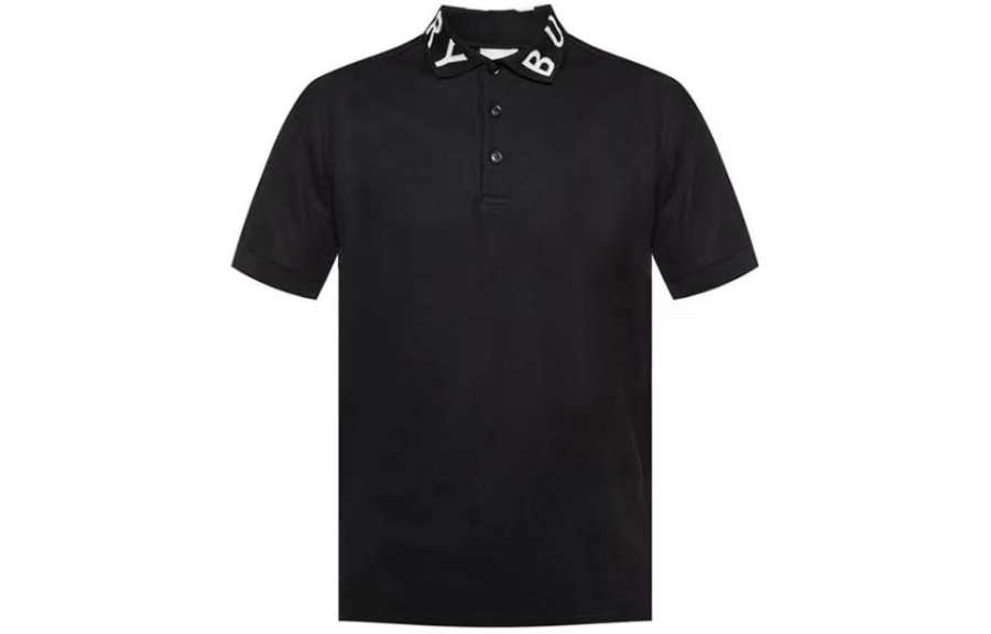 Burberry Men Ryland Collar Logo Polo Black
