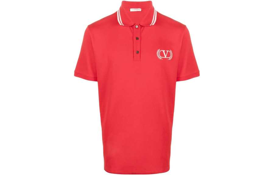 Valentino Polo Shirts Men's Red Polo Collar Moderate Other
