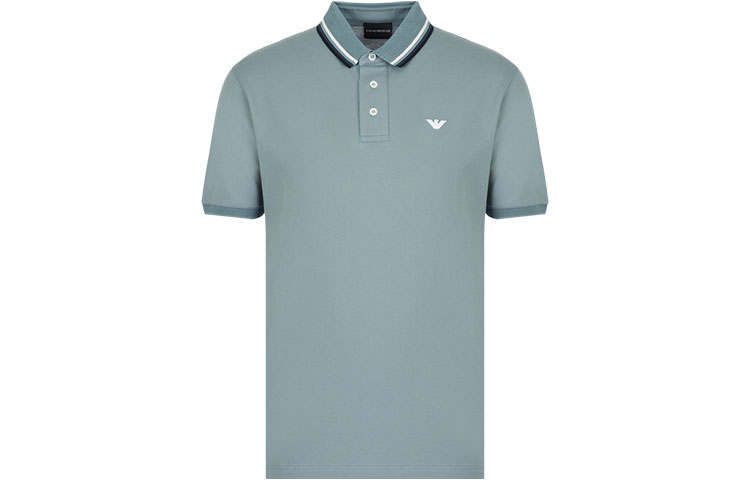 EMPORIO ARMANI Polo Shirts Men's Pea Green Polo Collar Moderate Straight Fit
