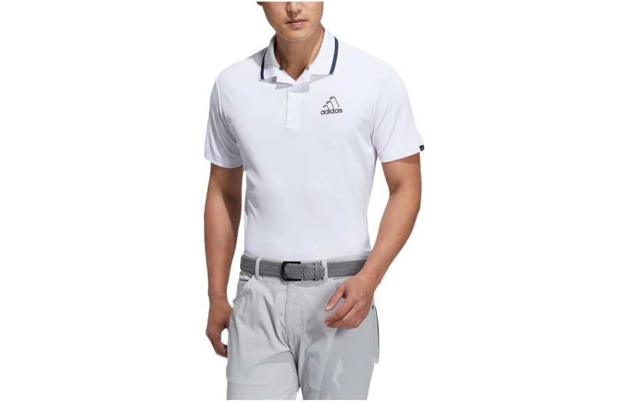 Adidas Adidas Polo Shirts Men's White Polo Collar Moderate Straight Fit