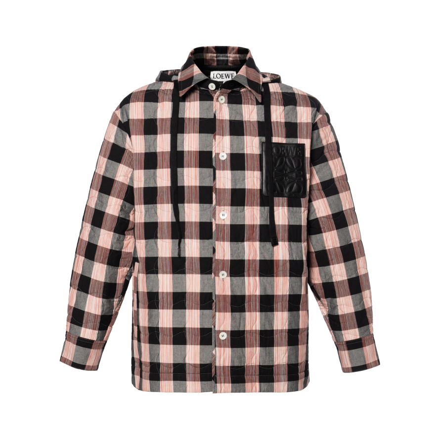 LOEWE LOEWE Quilted Check Hooded Shirt