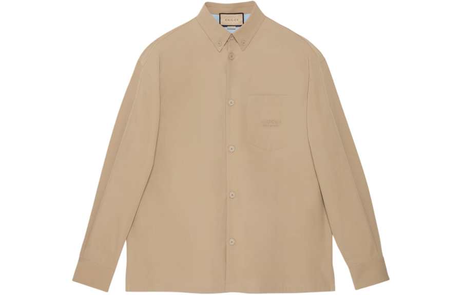 GUCCI Logo Embroidered Long Sleeve Shirt