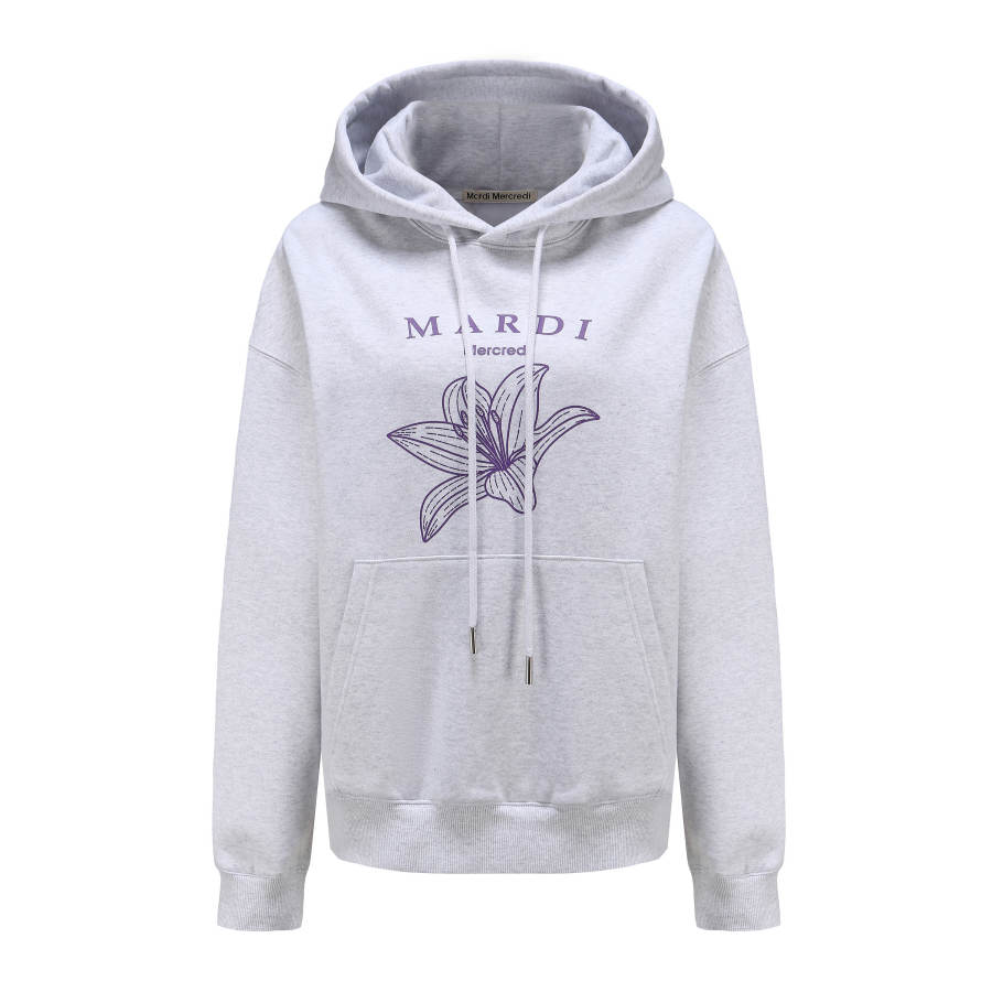 MARDI MERCREDI Lily Collection Letter Hooded Fleece Lined Print Casual Long Sleeved Mardi Sweatshirt Unisex