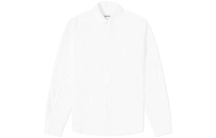 KENZO Shirts Men's White Lapel Moderate Shirt