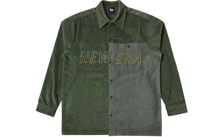 New Era Shirts Unisex Army Green Square Collar Moderate Shirt