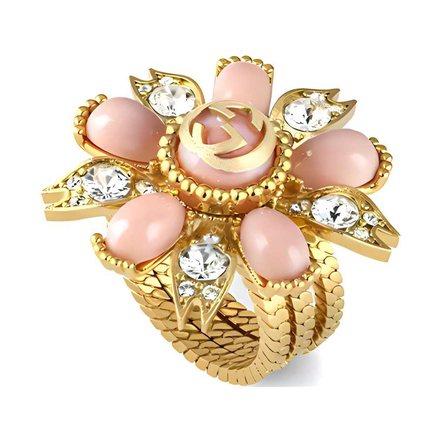 GUCCI Brass Resin Rings Unisex Gold