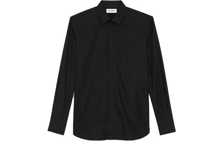 SAINT LAURENT Shirts Men's Black Lapel Moderate Shirt