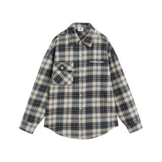 WAITINGWAVE Shirt Unisex Beige Blue Check