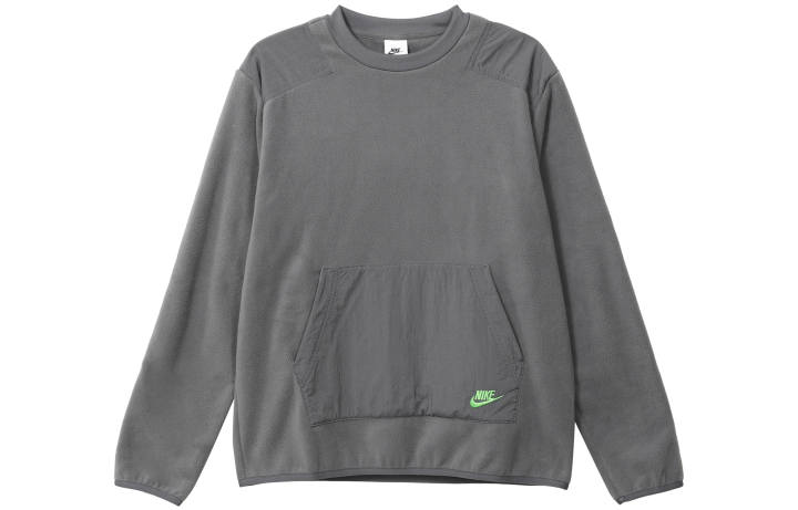 Nike Nike Sportswear Solid Color Panel Fabric Fleece Lined Crew Neck Long Sleeved Sweatshirt Men's Iron Gray