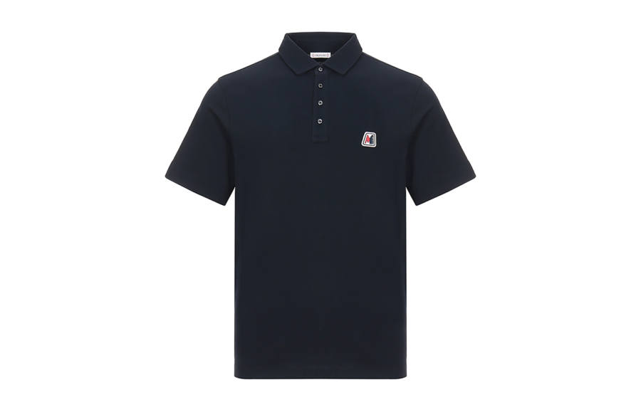 Moncler Polo Shirts Men's Dark Blue Polo Collar Moderate Straight Fit