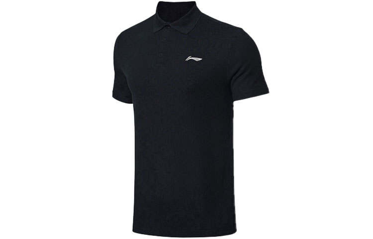 Li-Ning Li Ning Polo Shirts Men's Black Polo Collar Moderate Straight Fit