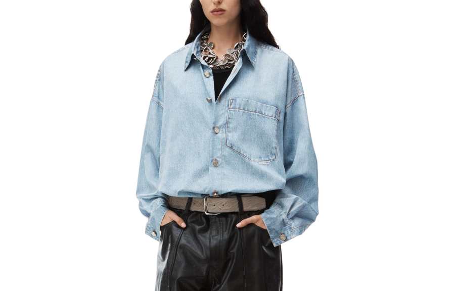 Alexander Wang Alexander Wang Collared Long Sleeve Denim Shirt