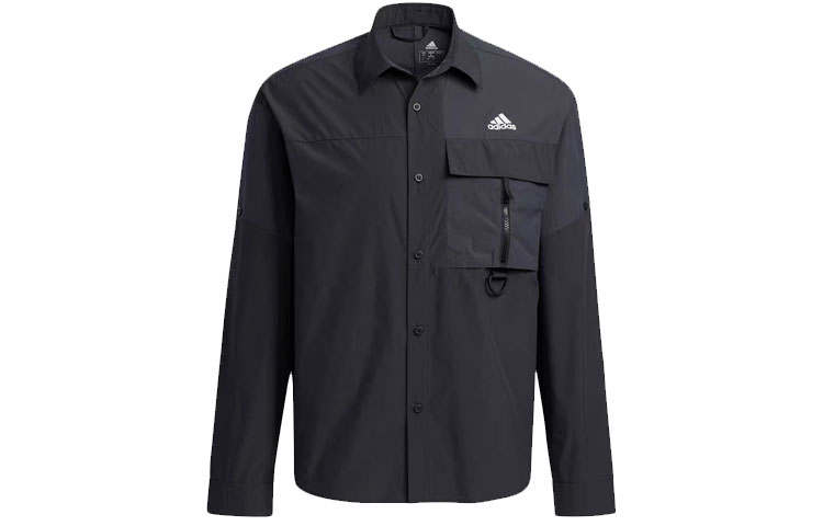 Adidas Adidas Shirts Men's Black Lapel Moderate Straight Fit