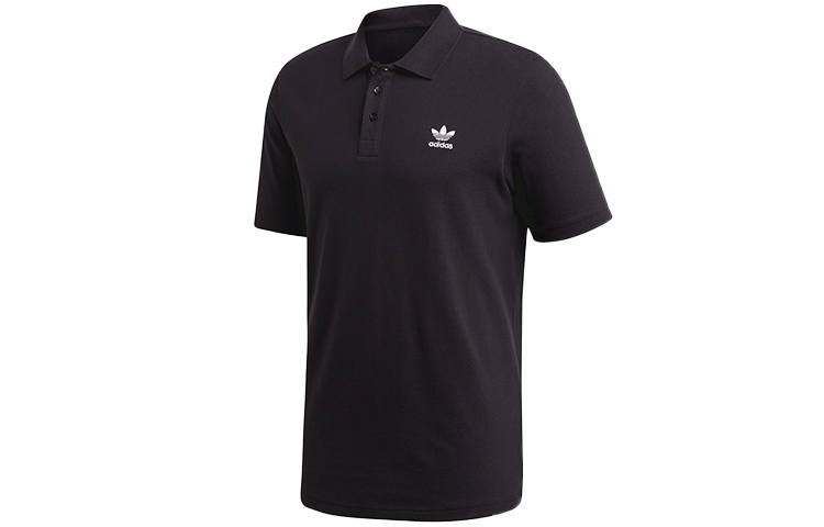 Adidas Originals Polo Shirts Men's Black Polo Collar Moderate Straight Fit