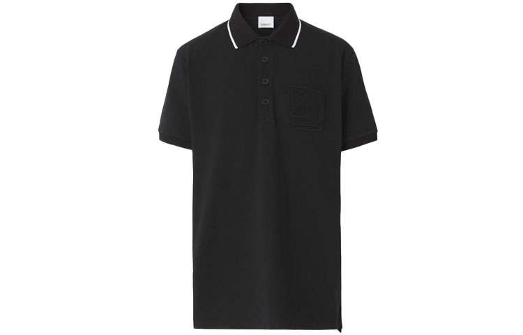 Burberry Polo Shirts Men's Black Polo Collar Moderate