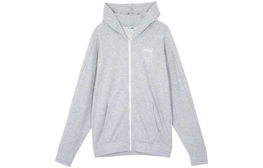 PUMA NEKO GRAPHIC T7 FZ HOODIE Sweatshirt Unisex Light Mixed Gray