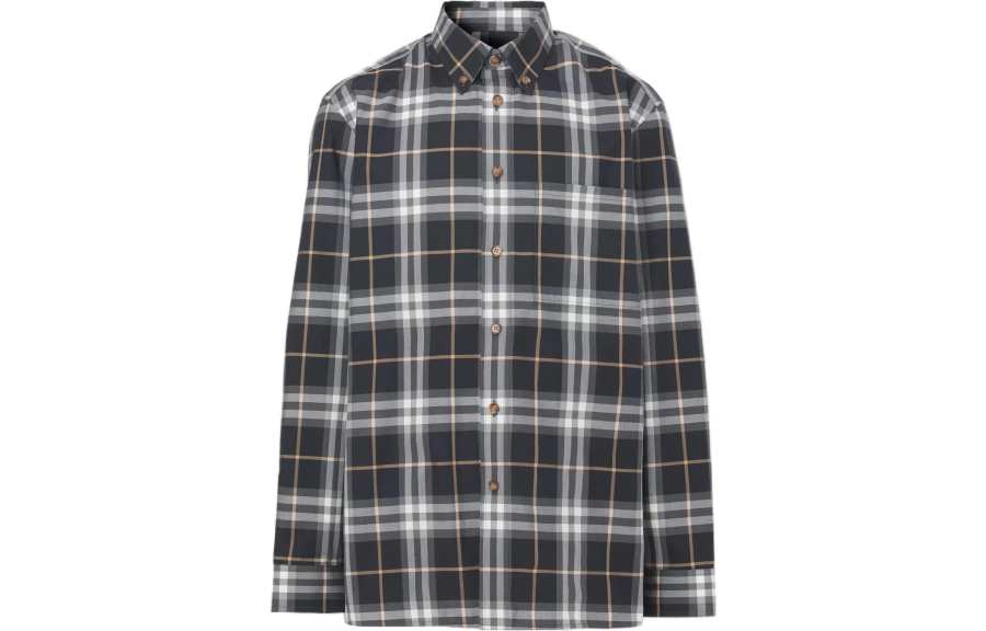 Burberry Shirts Men's Gray Lapel Moderate Shirt