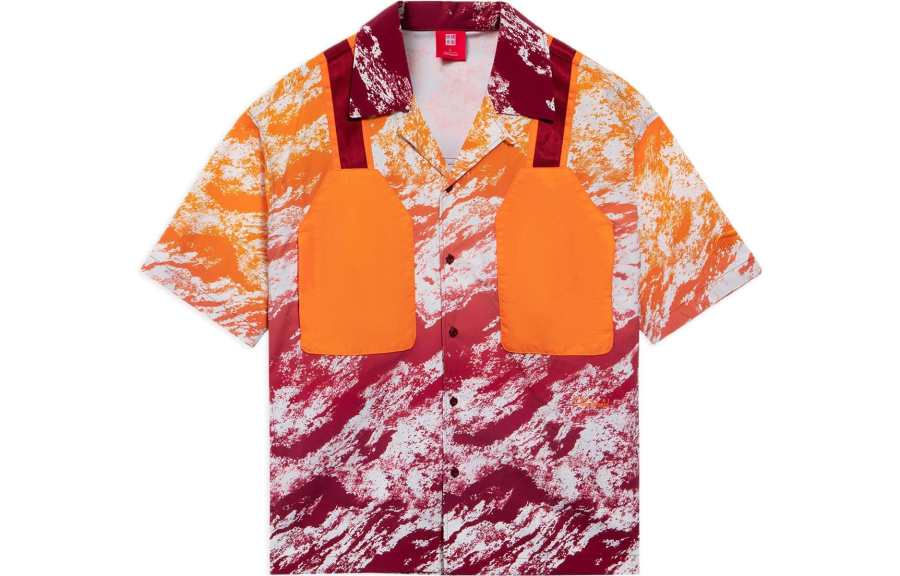 Li-Ning Li Ning China Li Ning Shirts Men's Dense Burgundy All Over Print Lapel Moderate Shirt