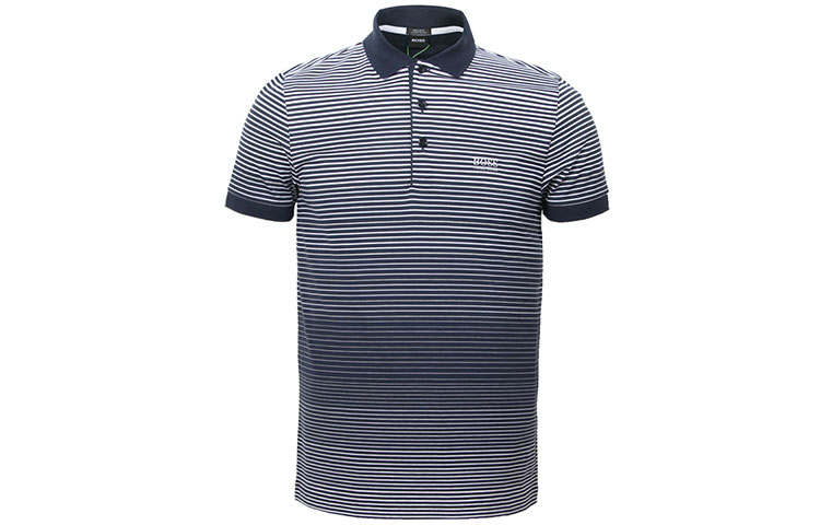 HUGO BOSS Polo Shirts Men's Black Gray Color Polo Collar Moderate Straight Fit