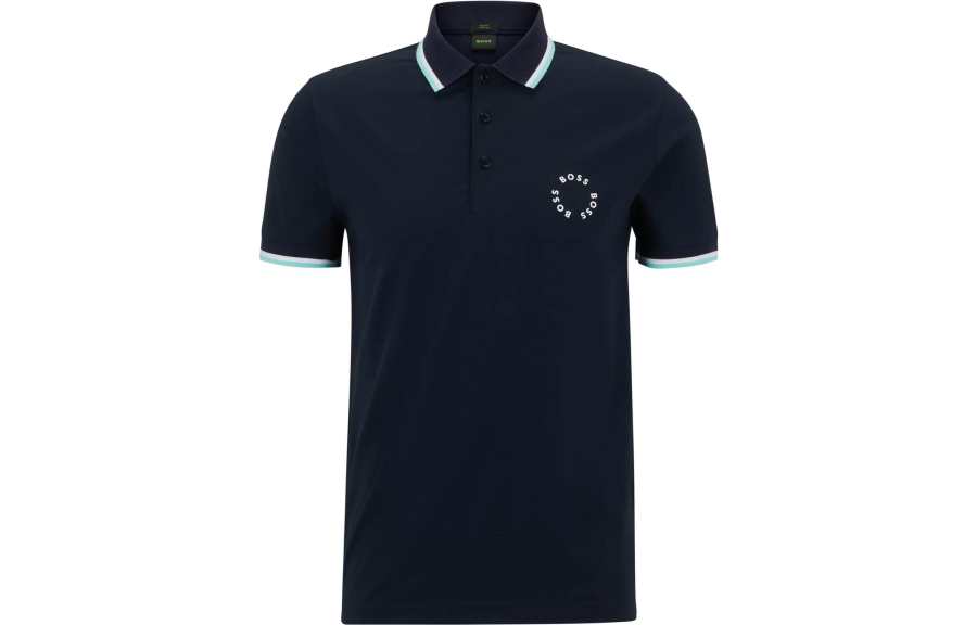 HUGO BOSS Polo Shirts Men's Dark Blue Polo Collar Moderate Other