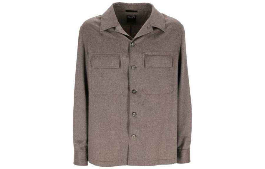 Ermenegildo Zegna Shirts Men's Brown Lapel Moderate