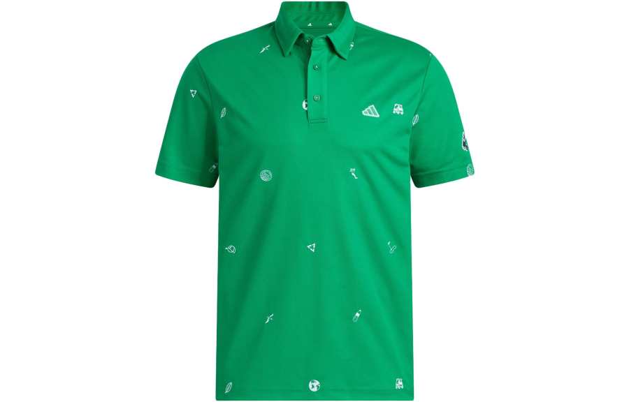 Adidas Adidas Polo Shirts Men's Green Polo Collar Moderate Straight Fit