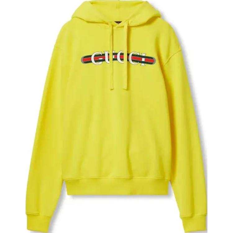 GUCCI Sweatshirts Men's Yellow Hooded Non Detachable Moderate