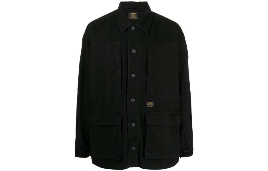 Carhartt WIP Shirts Men's Black Lapel Moderate Workwear