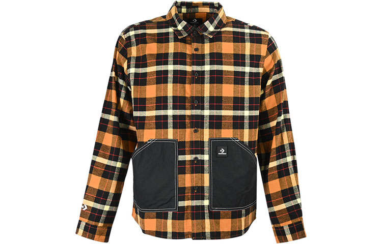Converse Converse Plaid Patchwork Woven Shirt Unisex Yellow