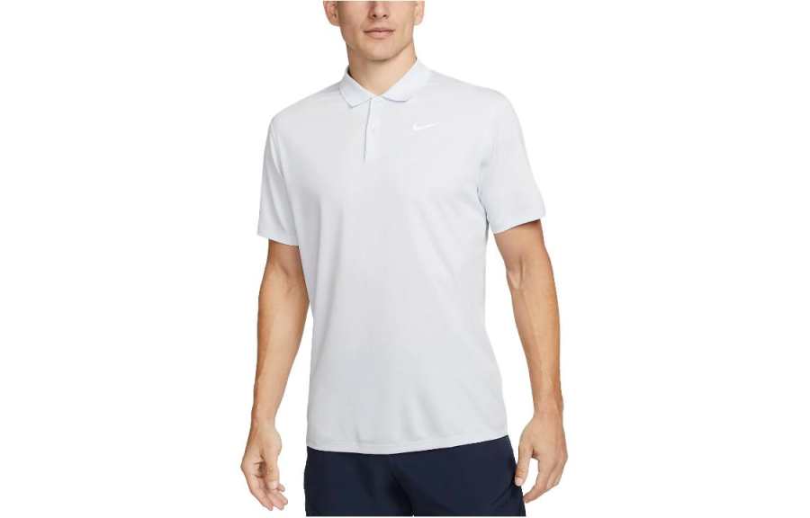 Nike Nike Polo Shirts Men's Silvery White Polo Collar Moderate Straight Fit