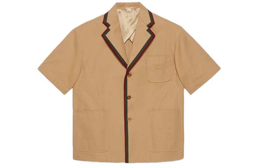 GUCCI Shirts Men's Yellow Suit Collar Moderate Shirt