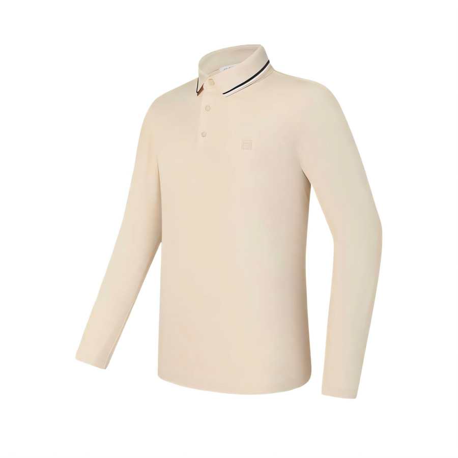 FILA Golf Polo Shirt Men's Brown Beige Khaki