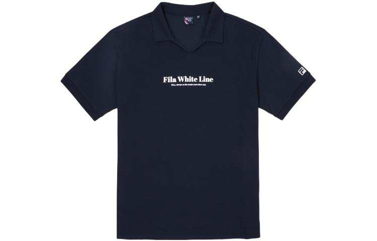 FILA Polo Shirts Unisex Marine Blue Polo Collar Moderate Straight Fit