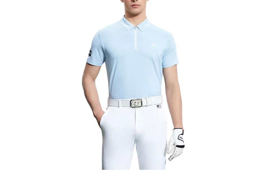 FILA Polo Shirts Men's Sea Soul Blue Polo Collar Moderate Straight Fit