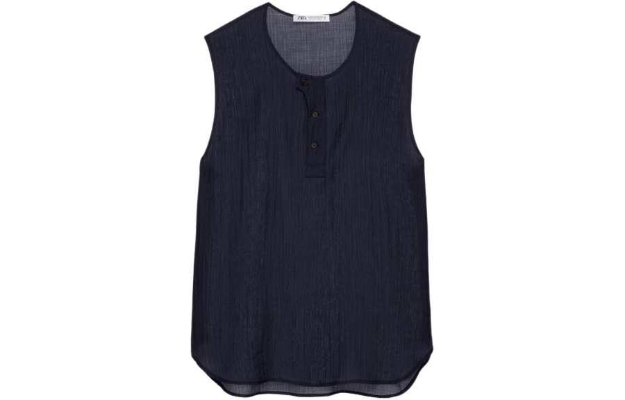 ZARA Shirts Men's Blue Crew Neck Moderate Other