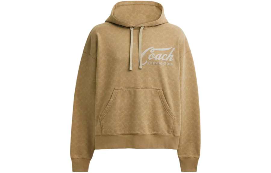 COACH COACH Sweatshirts Men's Khaki Hooded Moderate Regular