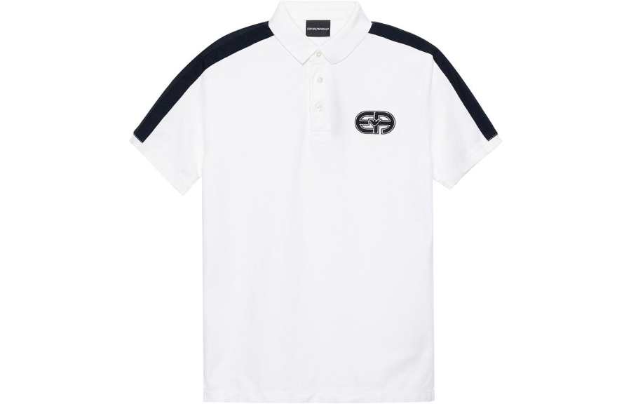 EMPORIO ARMANI EA Polo Shirts Men's White Dark Blue Polo Collar Moderate Other