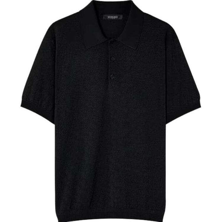 VERSACE 【Previous Season】La Greca pointelle-knit polo shirt