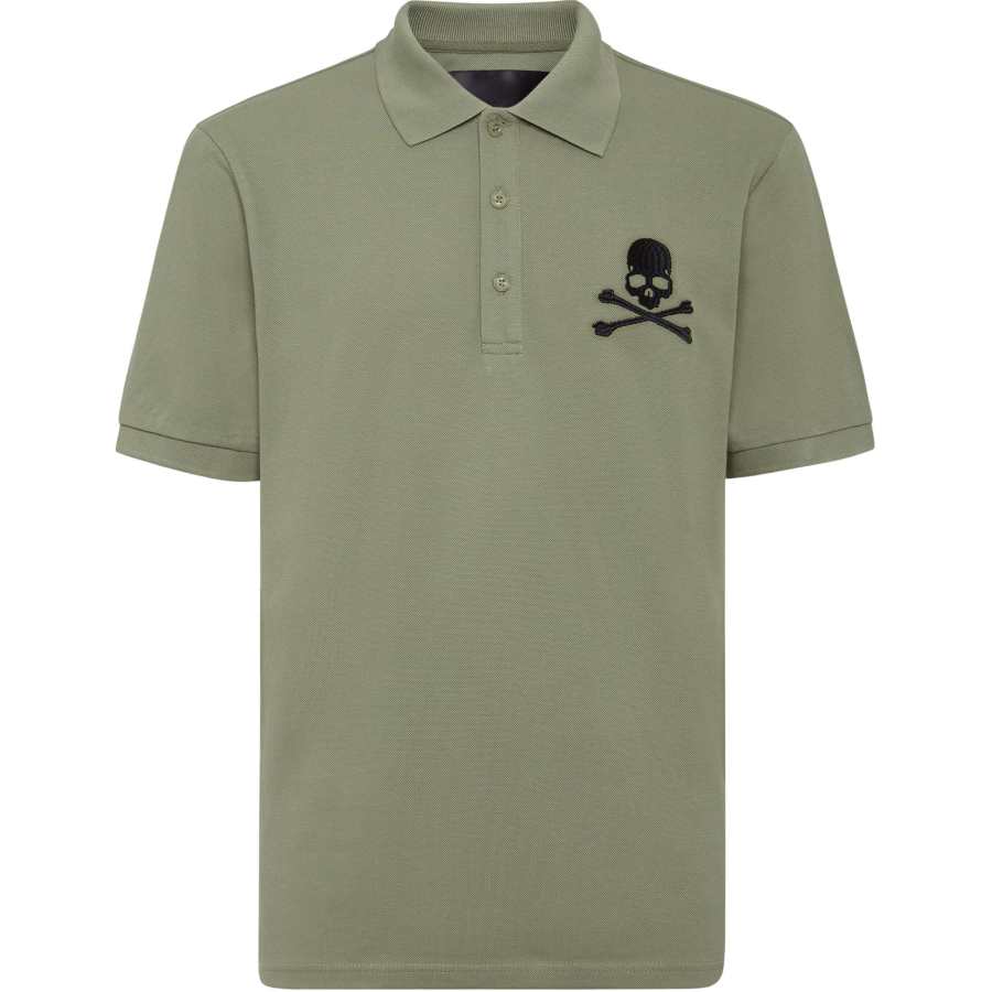 Philipp Plein Skull & Bones embroidered cotton polo shirt