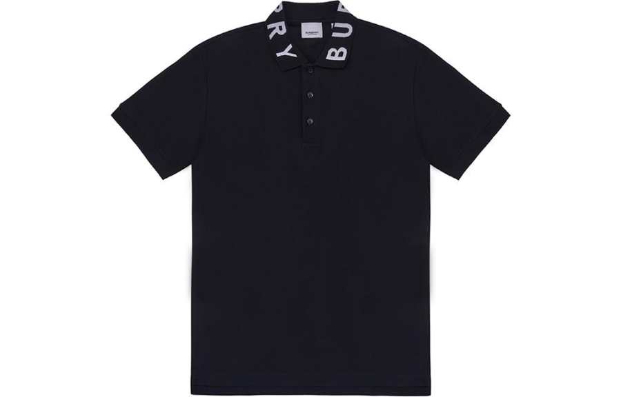 Burberry Men Ryland Collar Logo Polo Black
