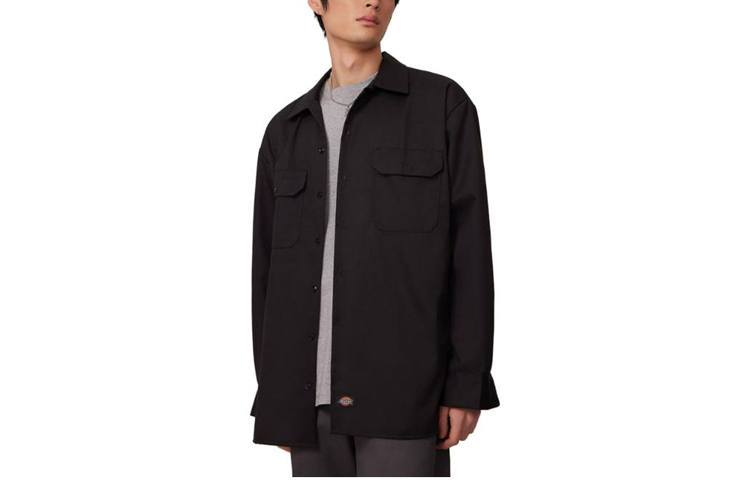 Dickies Dickies SS23 Shirts Men's Black Lapel Moderate Workwear