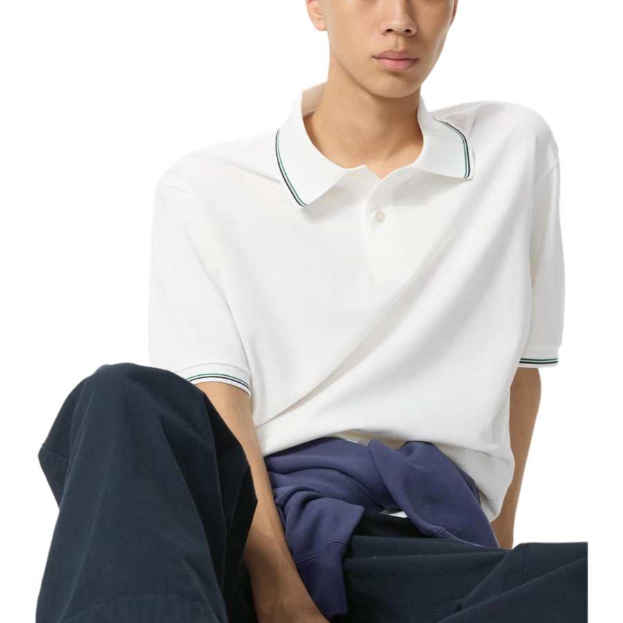UNIQLO X JW Anderson Polo Shirts Unisex White Polo Collar Moderate Straight Fit
