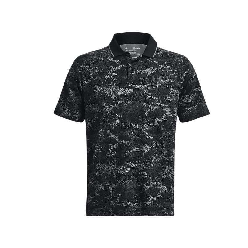 Under Armour Iso Chill Polo Shirts Men's Black Polo Collar Moderate Straight Fit