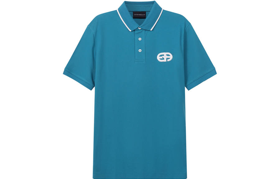 EMPORIO ARMANI FW22 Polo Shirt Men's Aqua Blue