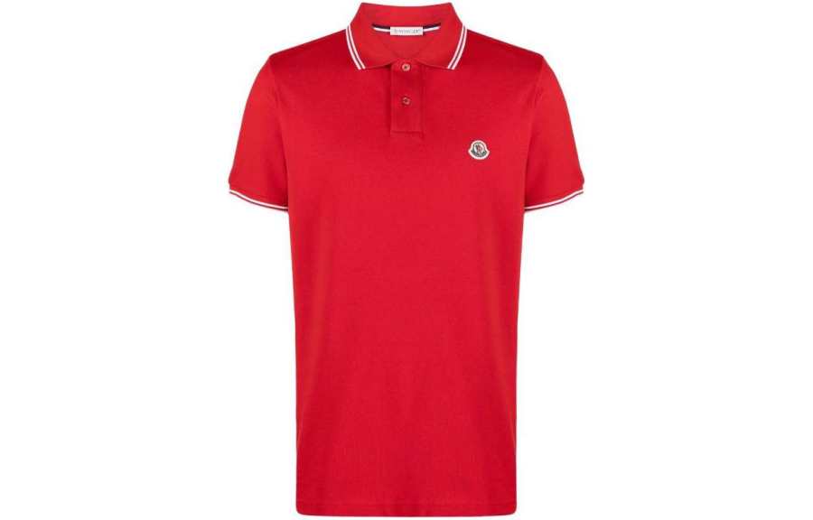 Moncler Polo Shirts Men's Red Polo Collar Moderate Straight Fit
