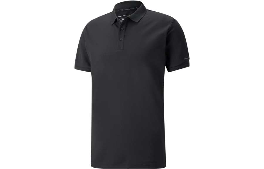 PUMA Polo Shirts Men's Black Polo Collar Moderate Straight Fit