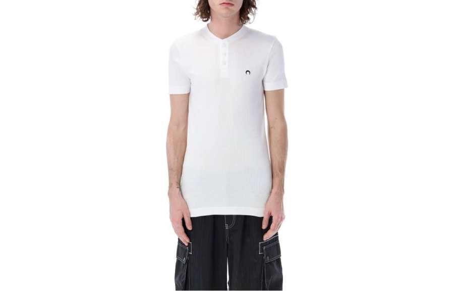 Marine Serre Polo Shirts Men's White Moderate Straight Fit