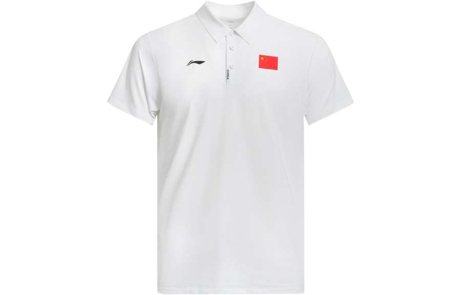 Li-Ning Li Ning Polo Shirts Unisex White Polo Collar Moderate Straight Fit