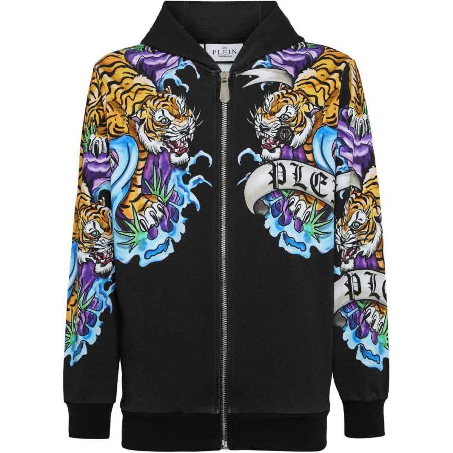Philipp Plein tattoo-print zip-up hoodie
